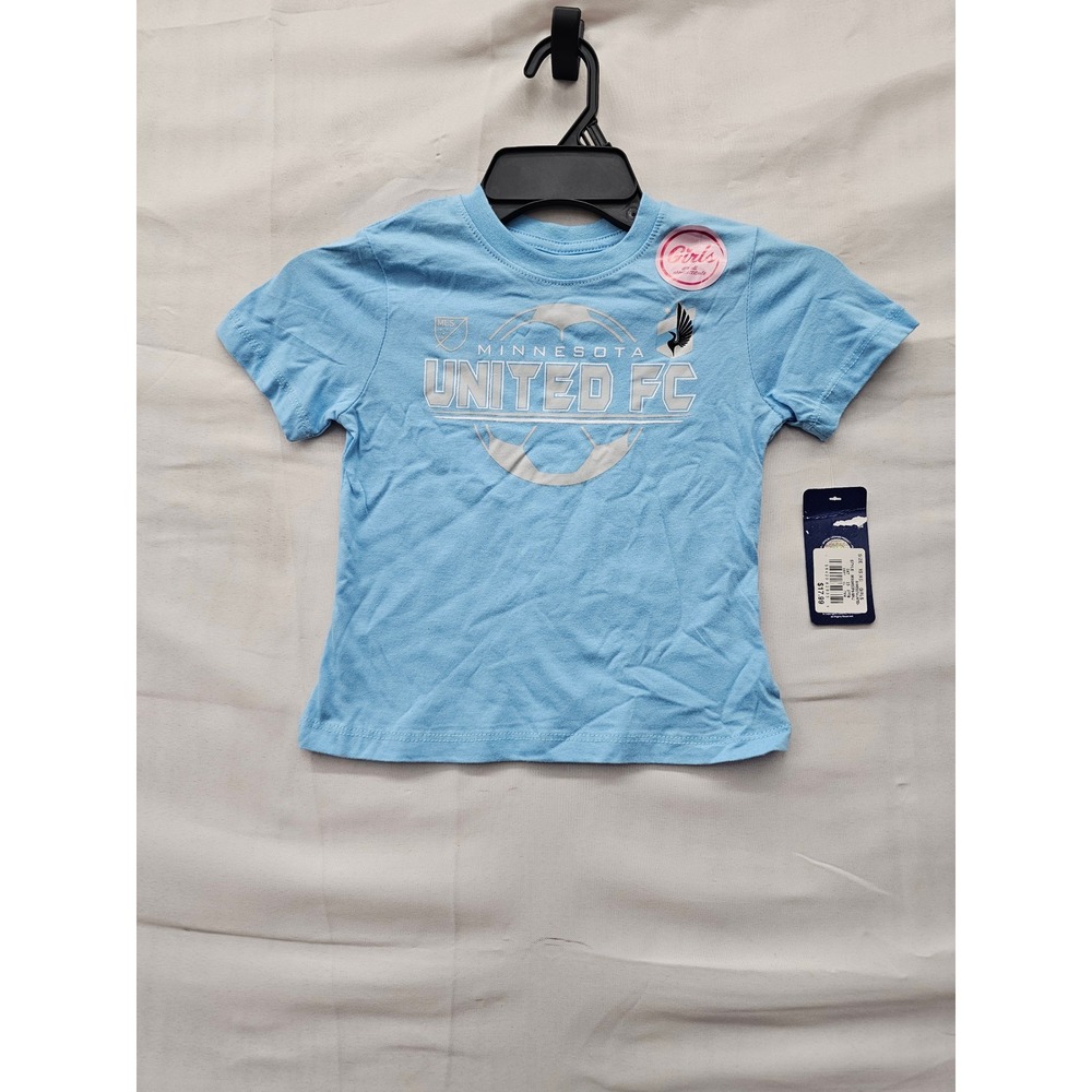 MLS Girls Minnesota United FC T-Shirt Blue Cotton Blend Casual Size XS